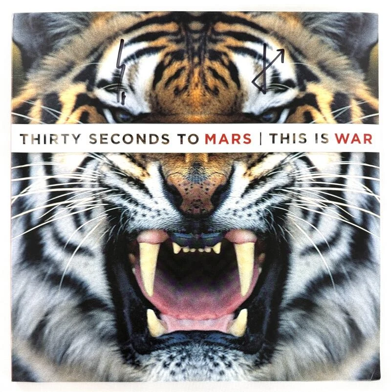 Thirty Seconds to Mars Signed Autograph This is War Album Record LP Beckett COA