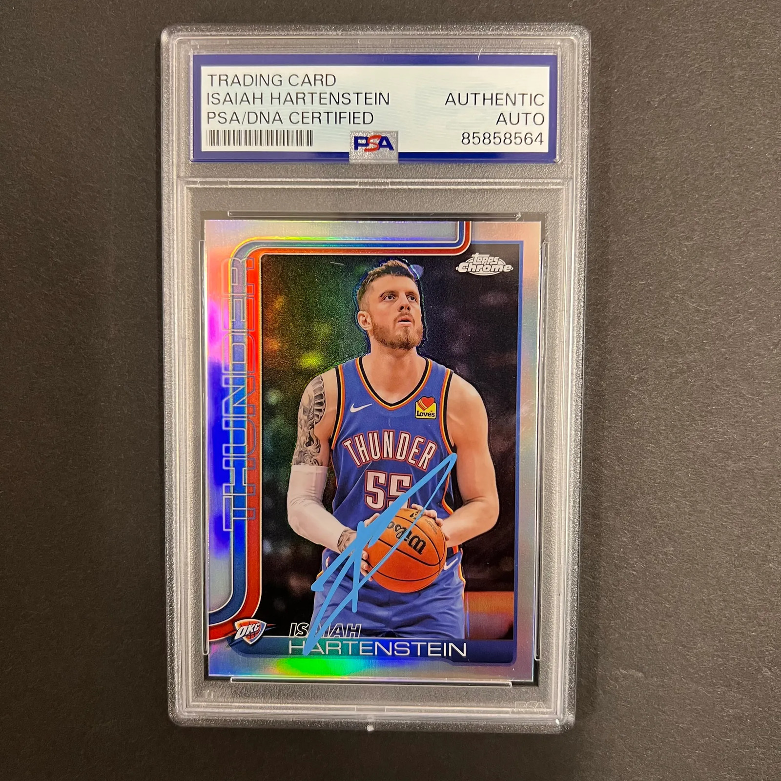 2025 Topps Chrome#181 Isaiah Hartenstein Signed Card PSA Oklahoma City Thunder