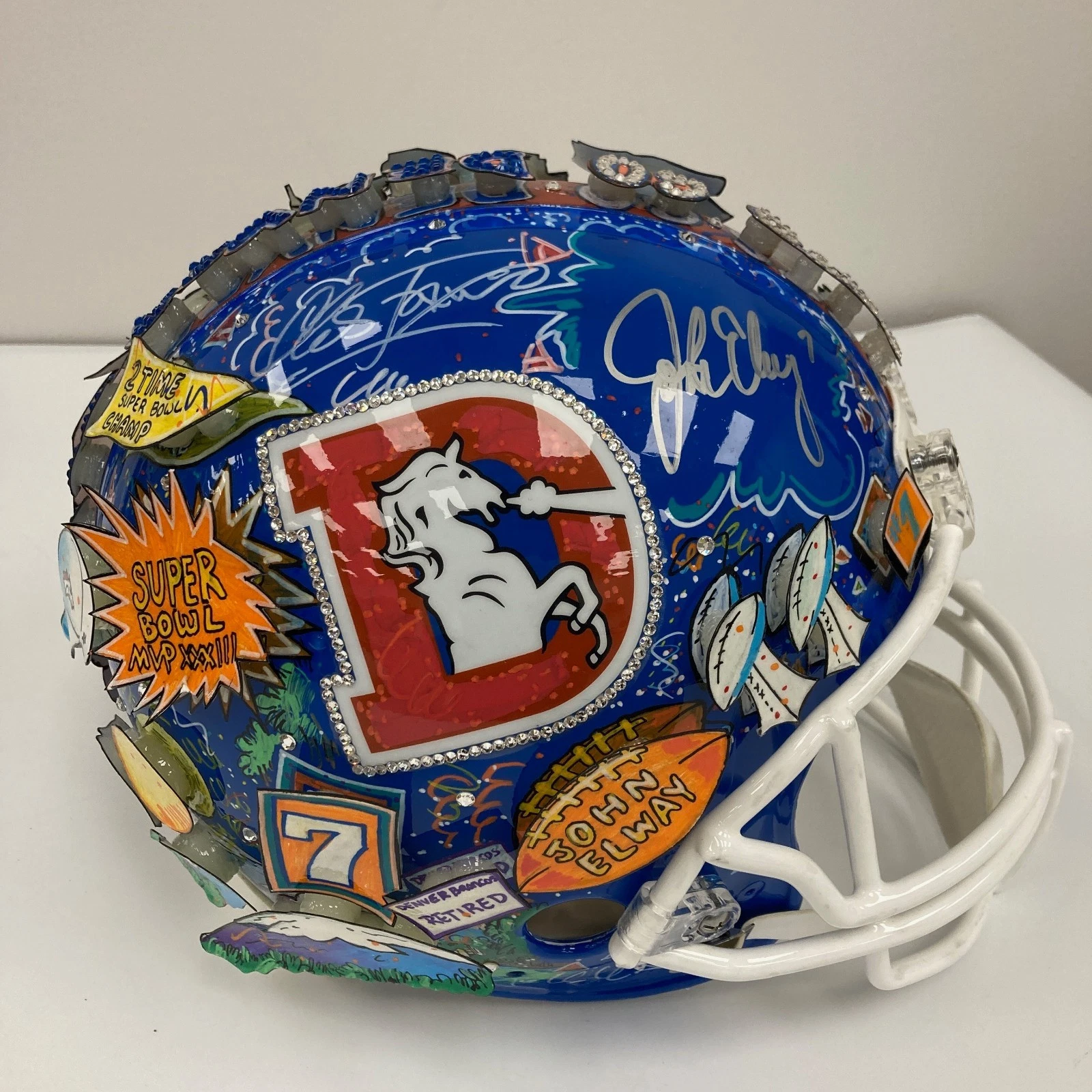 Beautiful John Elway Signed Charles Fazzino Pop Art Denver Broncos Helmet W/COA