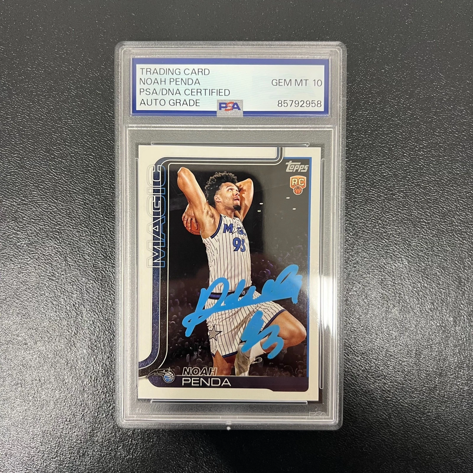 2025 Topps Rookie Card#232 Noah Penda Signed Card PSA Auto 10 Orlando Magic