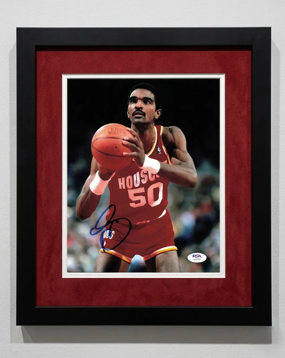 Ralph Sampson Houston Rockets Signed Basketball 8x10 Custom Framed Photo PSA