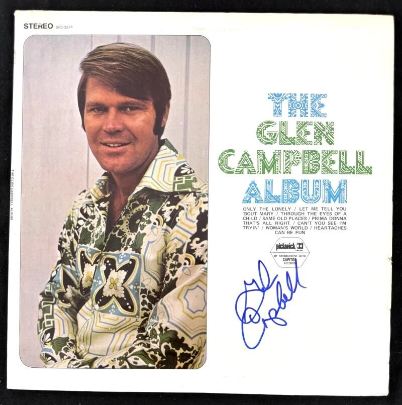 Glen Campbell Signed Autograph Album Vinyl Record LP w/ JSA COA