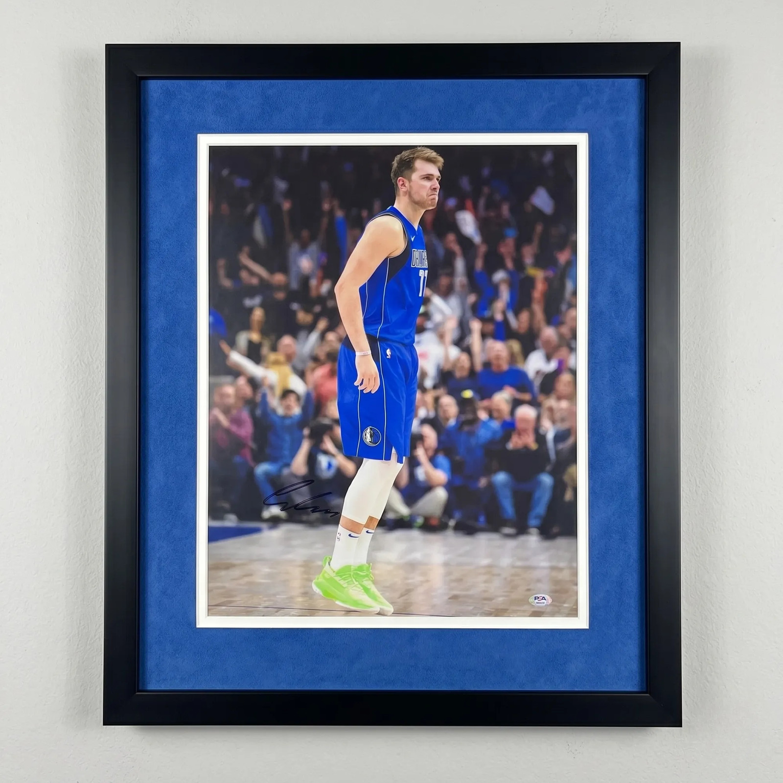 Luka Doncic Dallas Mavericks Signed Basketball 16x20 Custom Framed Photo PSA