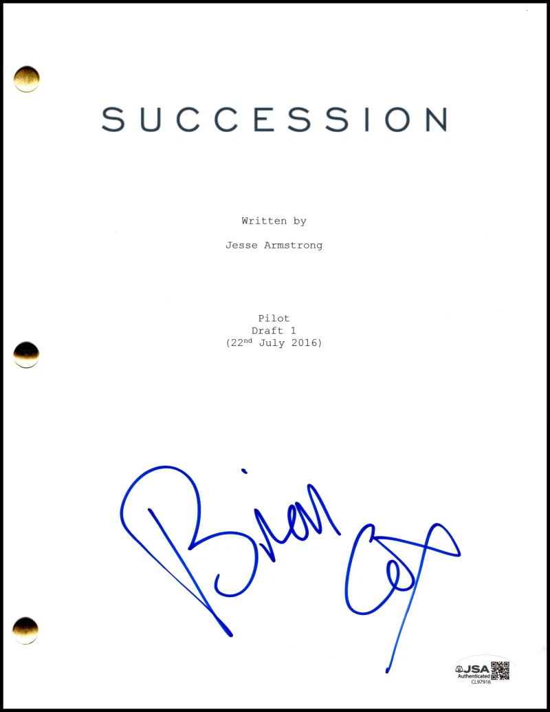 Brian Cox Signed Autograph Succession Pilot Script Screenplay  Logan Roy JSA COA