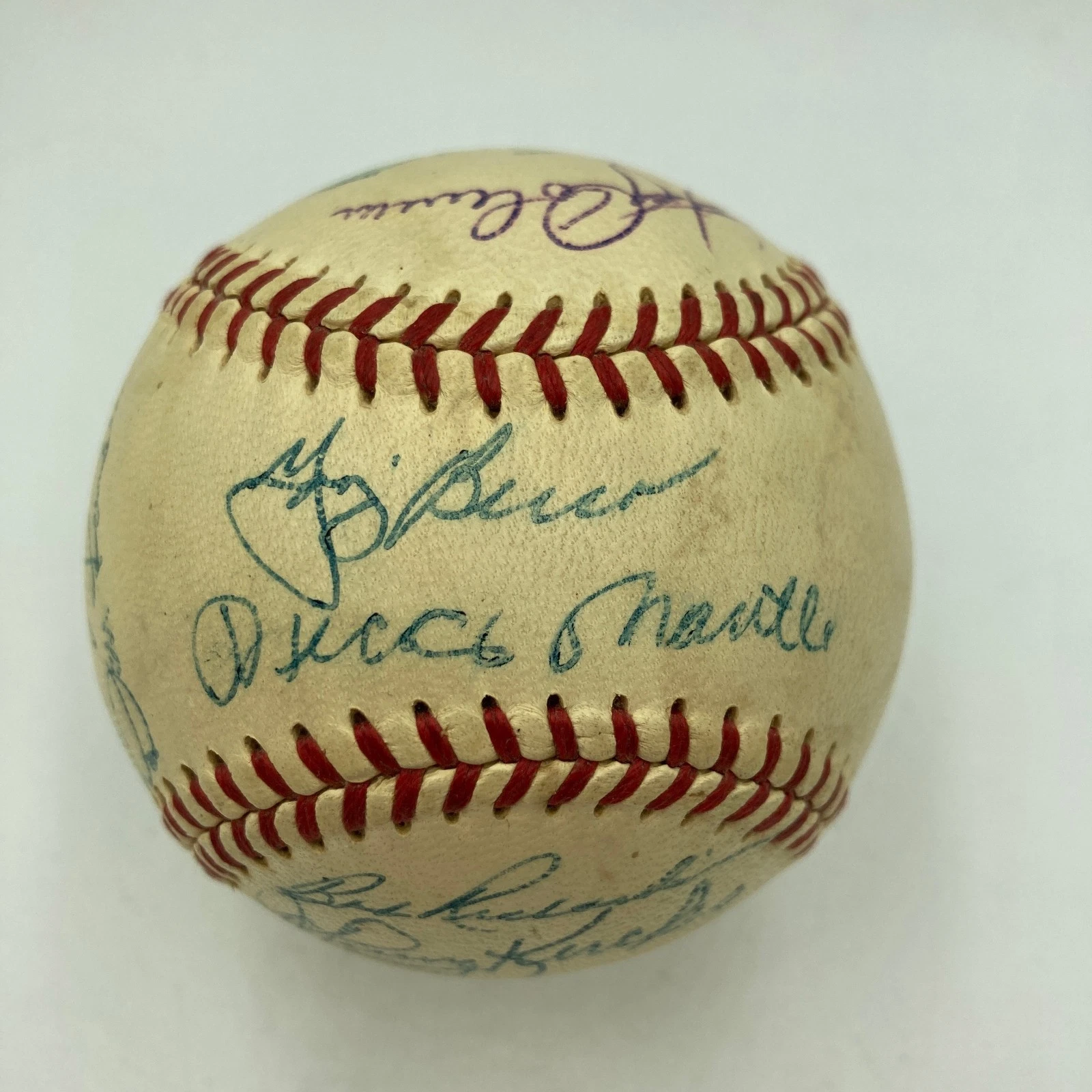 1957 New York Yankees AL Champs Team Signed Baseball Mickey Mantle PSA DNA COA