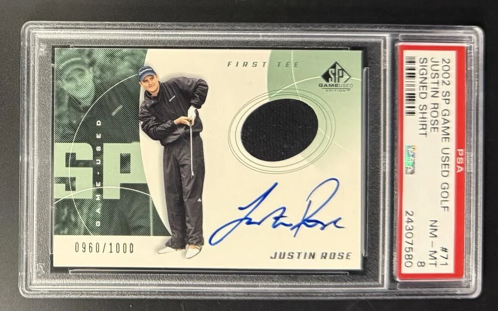 Justin Rose Signed Autograph PSA/DNA COA Slab 2002 SP Game Used Trading Card MT