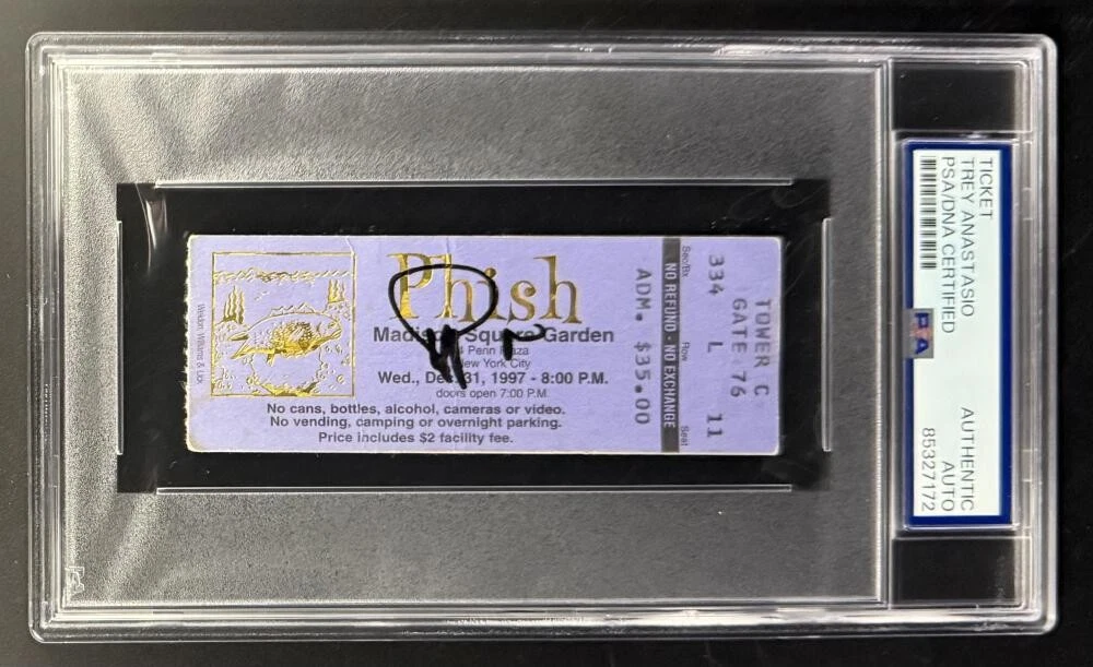 Trey Anastasio Signed Autograph PSA/DNA COA Slab MSG NYE 97 Pollock Ticket Phish