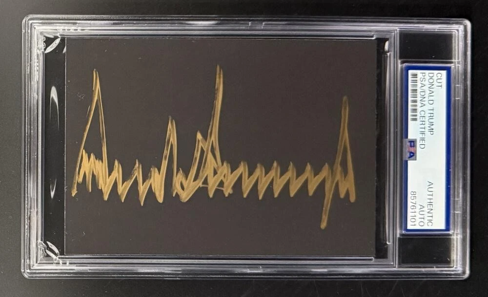 Donald Trump Signed Autograph PSA/DNA COA Slabbed Rare Gold Cut President Card A