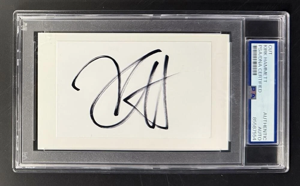 Kirk Hammett Signed Autograph PSA/DNA COA Slabbed Metallica Cut Signature Card