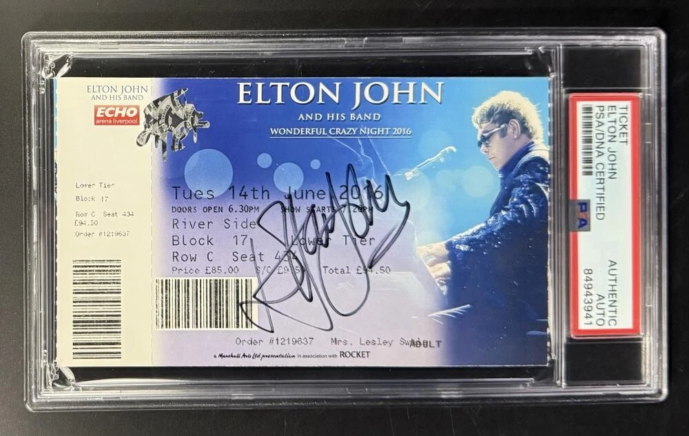 Elton John Signed Autograph PSA/DNA COA Slabbed Crazy Night 2016 Tour Ticket