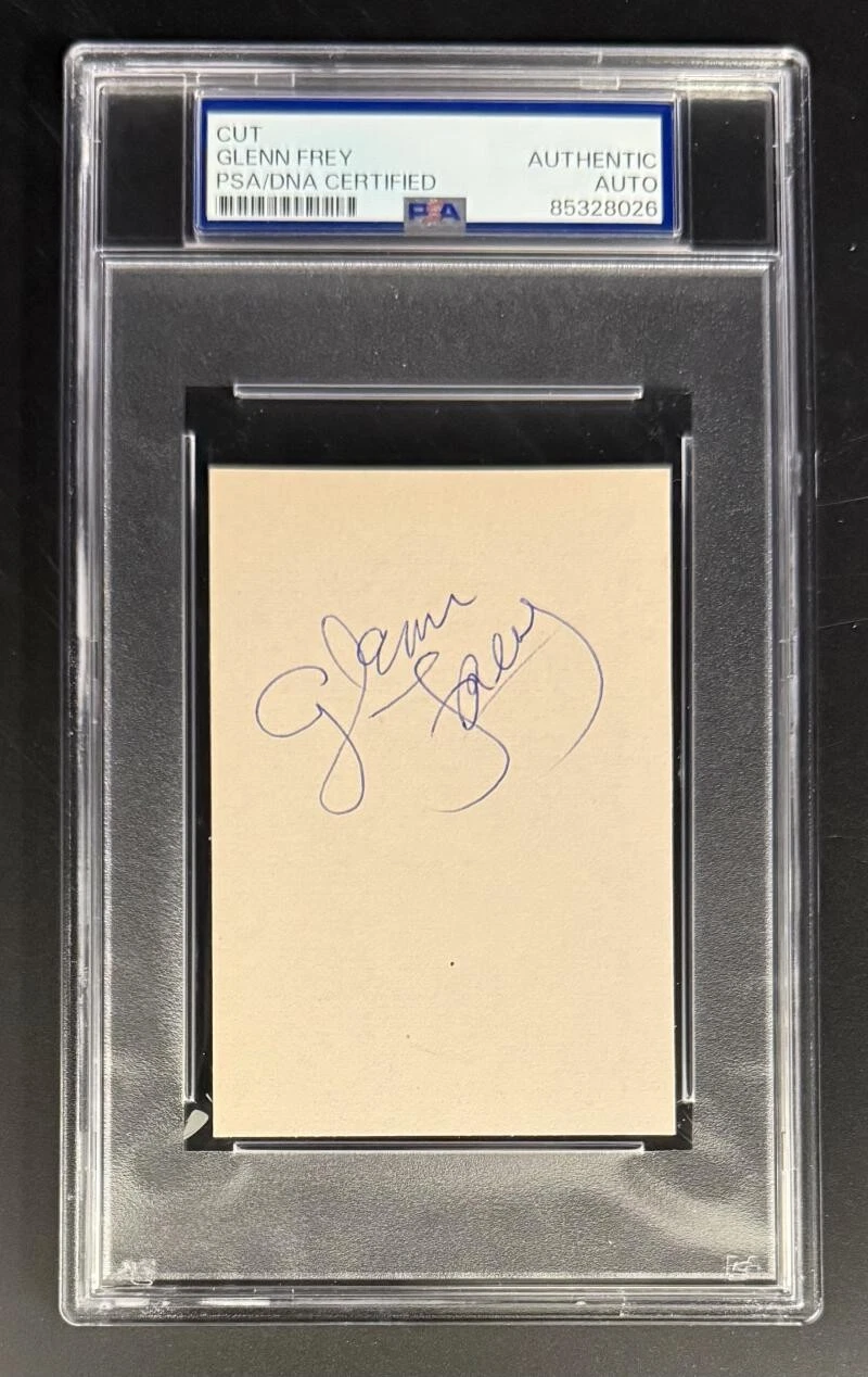 Glenn Frey Eagles Signed Autograph PSA/DNA COA Slabbed Full Signature Cut Card