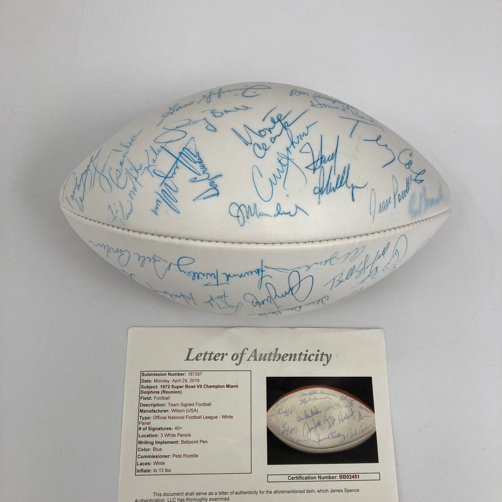 1972 Miami Dolphins Super Bowl Champs Team Signed Wilson Football 40+ Sigs JSA