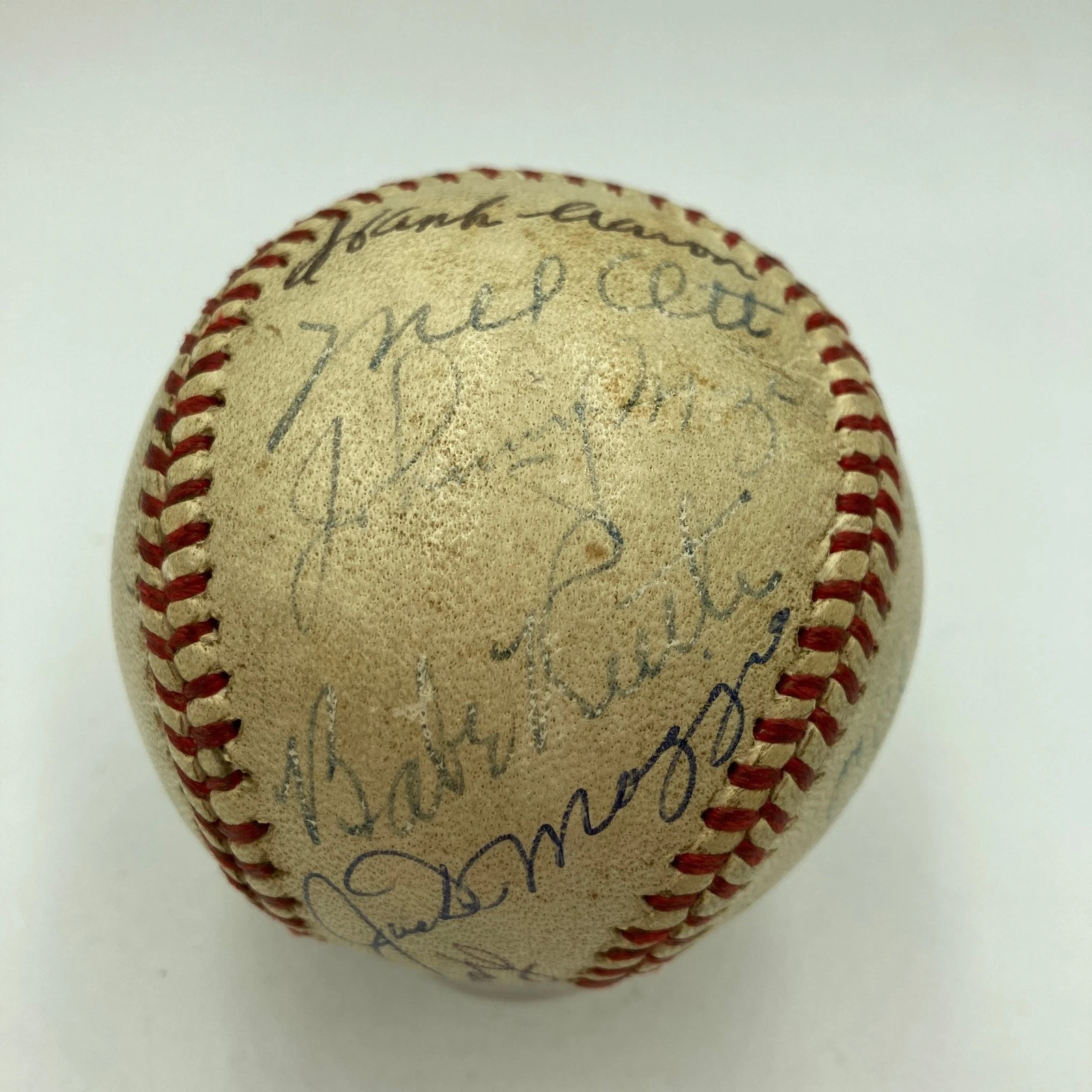 Babe Ruth Mel Ott Joe Dimaggio Ted Williams Willie Mays Signed Baseball PSA DNA