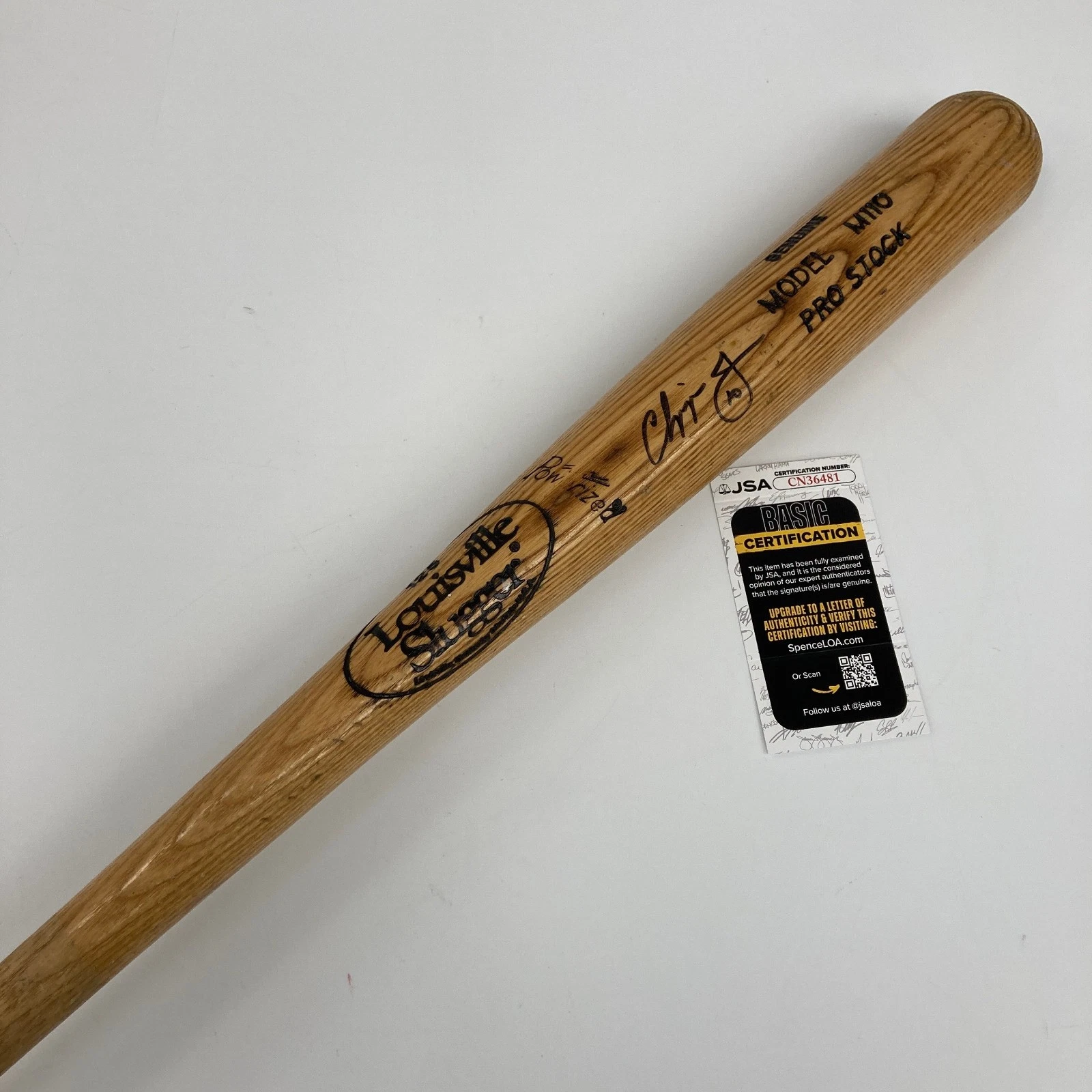 Chipper Jones Rookie Signed Game Used Baseball Bat JSA COA