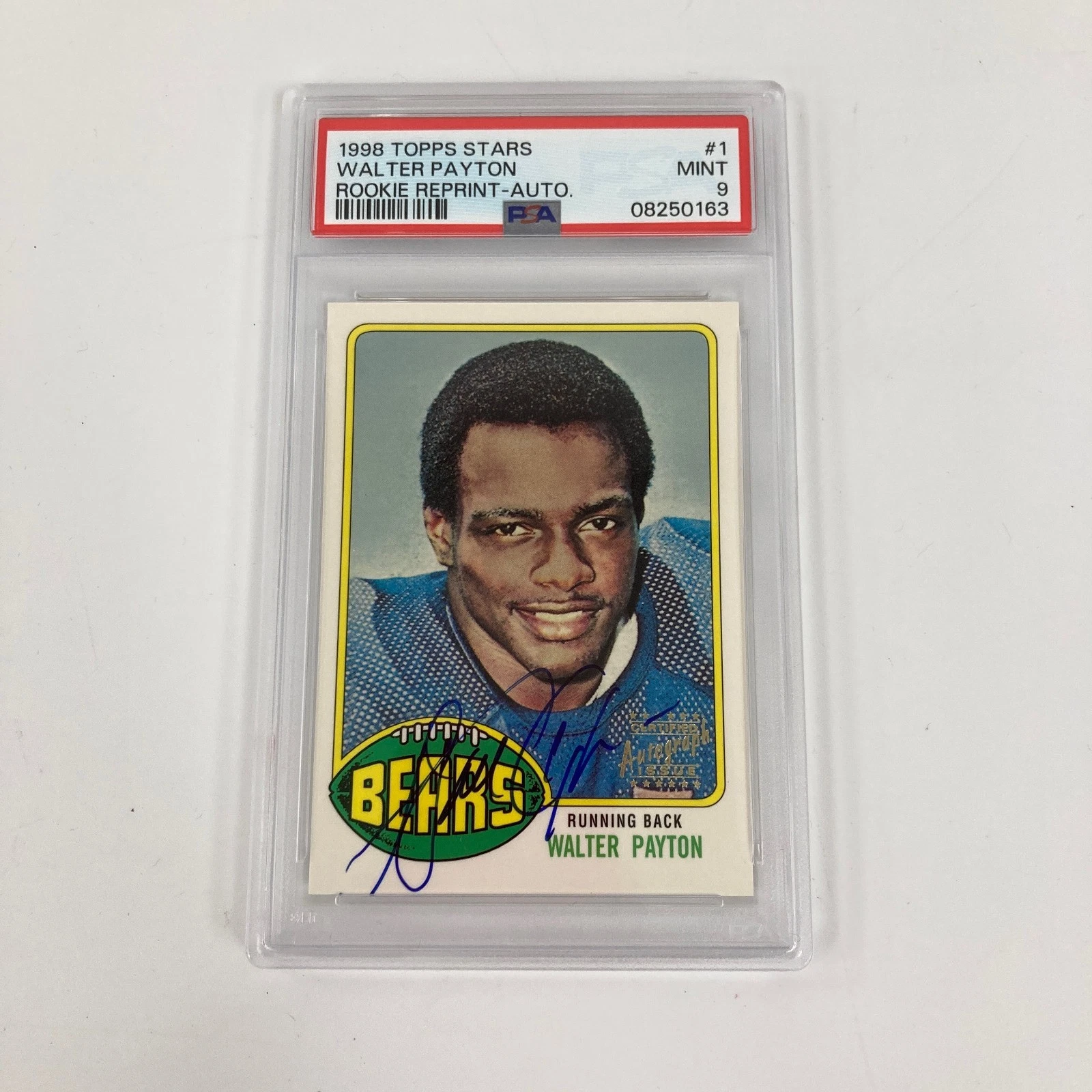 1998 Topps Stars Walter Payton Signed 1976 Rookie RC PSA 9 MINT