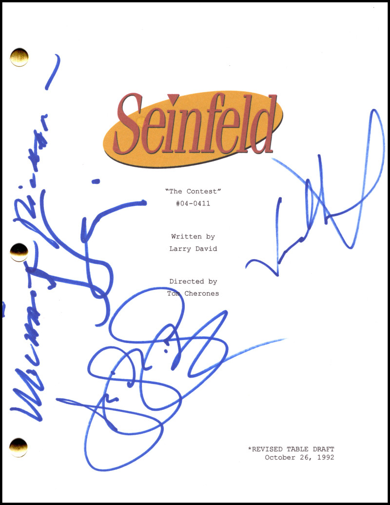 Jerry Seinfeld Michael Richards Julia Jason Signed Autograph Script w/ JSA COA