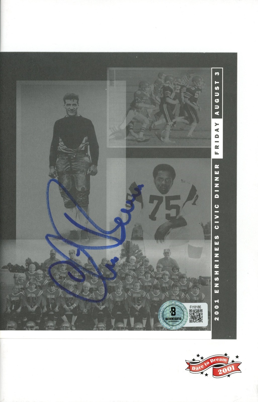 Chris Berman Signed ESPN 2001 Enshrinees Civic Dinner Program Beckett 57199