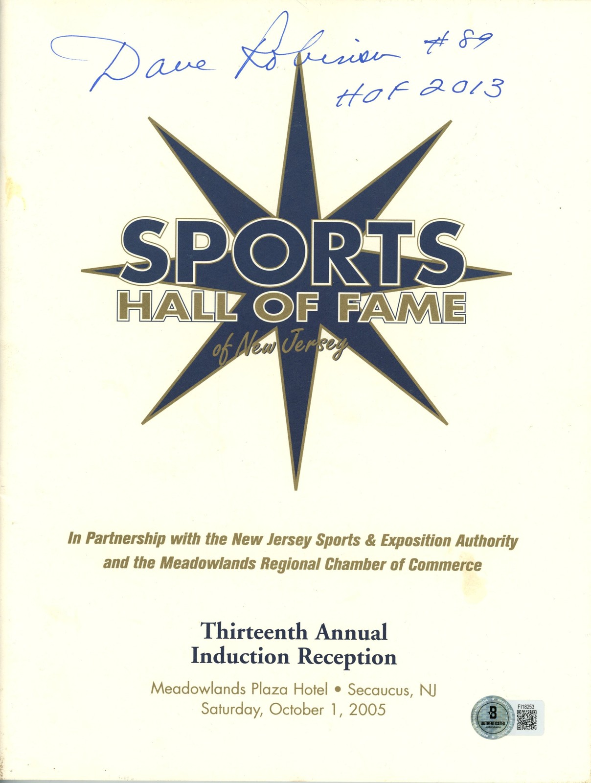 Dave Robinson Signed Green Bay Packers 2005 New Jersey HOF Program BAS 57207