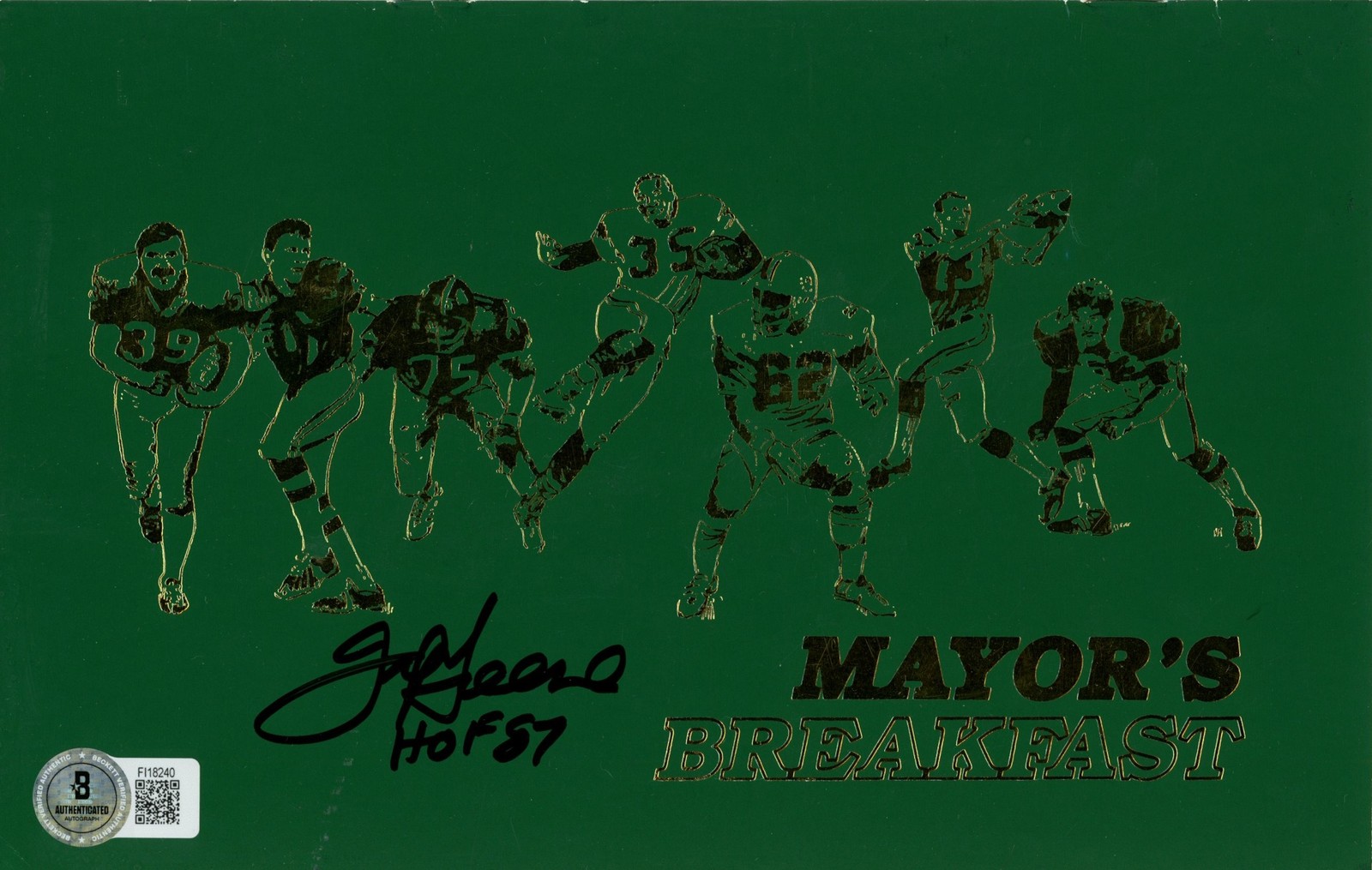 Joe Greene Signed Pittsburgh Steelers 1987 Mayor's Breakfast Program BAS 57238