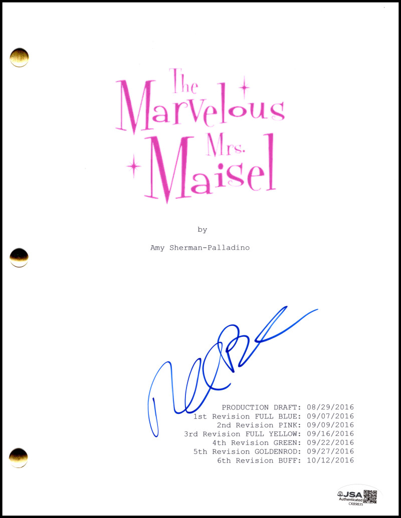 Rachel Brosnahan Signed Autograph The Marvelous Mrs Maisel Pilot Script JSA COA