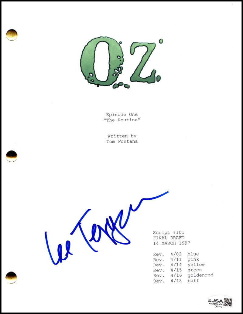 Lee Tergesen Signed Autograph Oz Full Pilot Script - Tobias Beecher w/ JSA COA