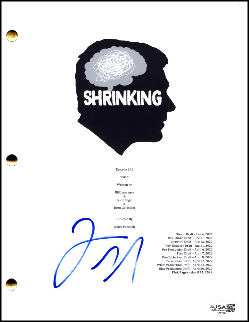 Jason Segel Signed Autograph Shrinking Pilot Script - Starring Harrison Ford JSA
