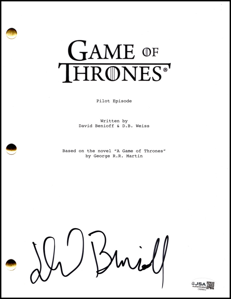 David Benioff Signed Autograph Game of Thrones Pilot Script Screenplay JSA COA