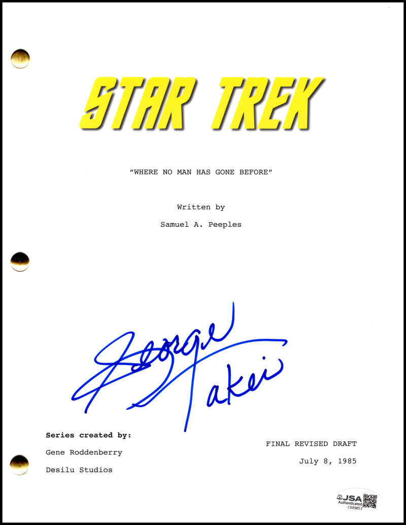 George Takei Signed Autograph Star Trek Full Script Screenplay - Sulu w/ JSA COA