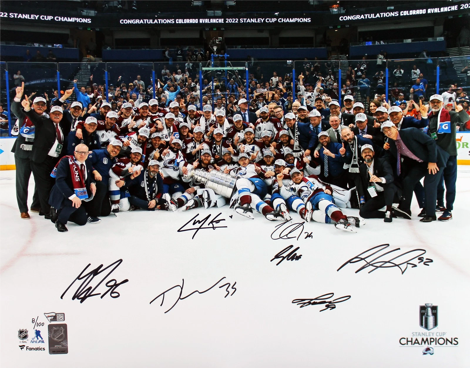 Avalanche (6) MacKinnon, Landeskog, +4 Signed 16x20 Photo LE #8/100 Fanatics
