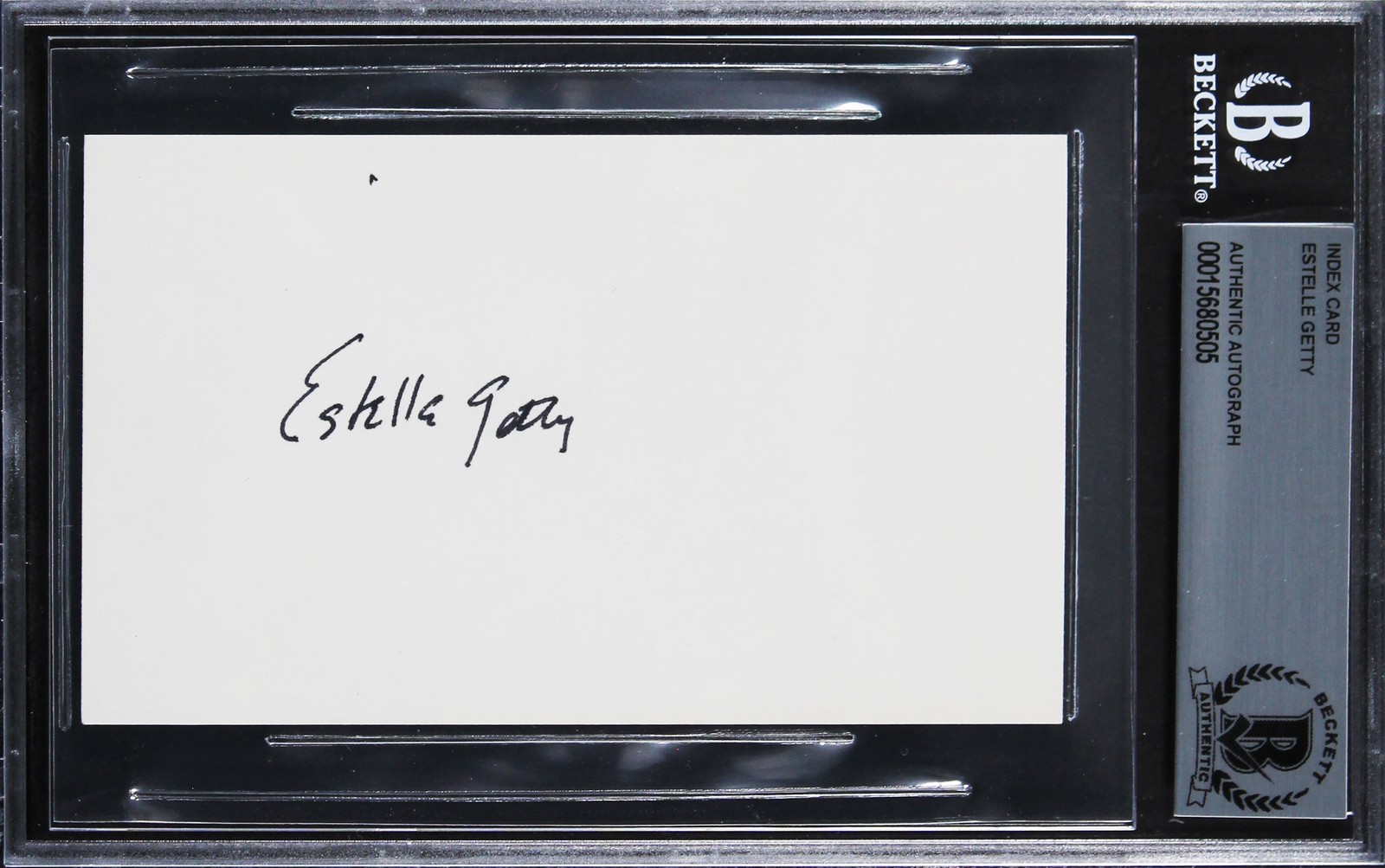ESTELLE GETTY THE GOLDEN GIRLS AUTHENTIC SIGNED 3×5 INDEX CARD BAS SLABBED 1 COLLECTIBLE MEMORABILIA