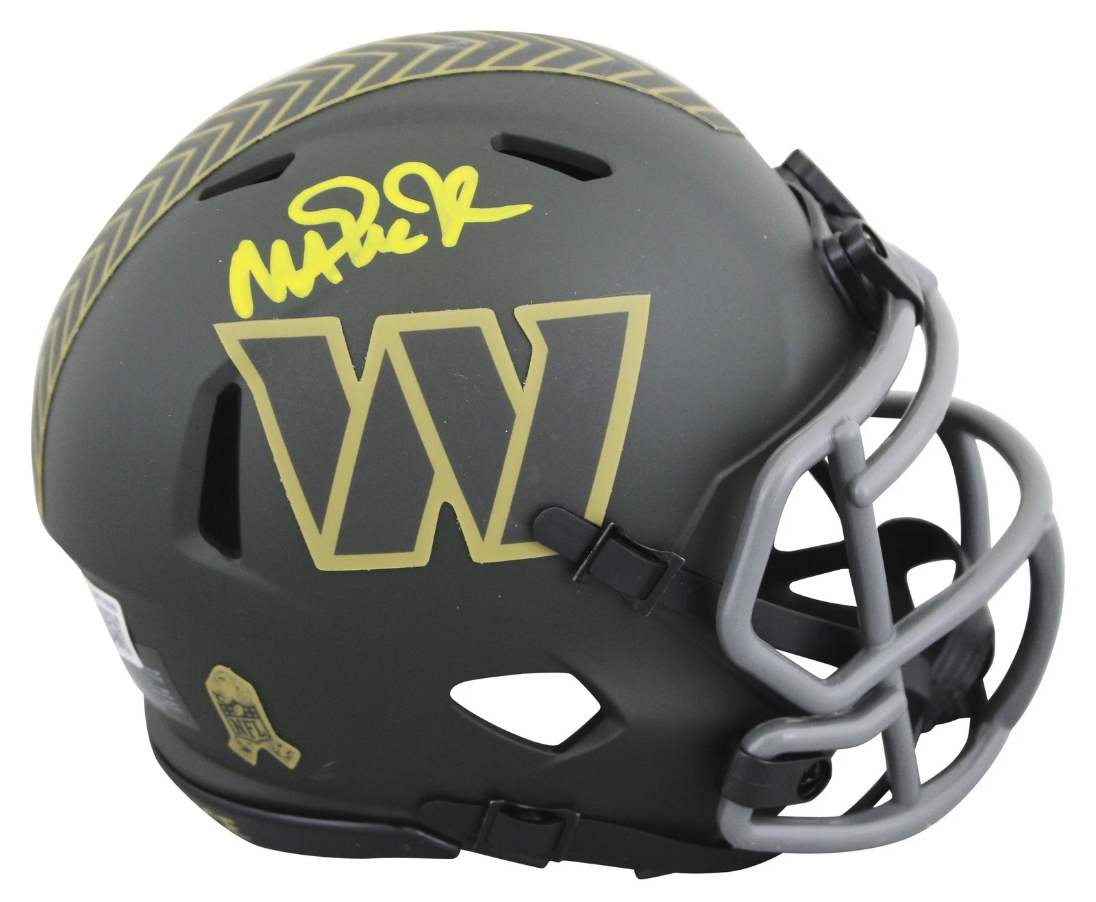 Commanders Magic Johnson Signed Salute To Service IV Speed Mini Helmet BAS Wit