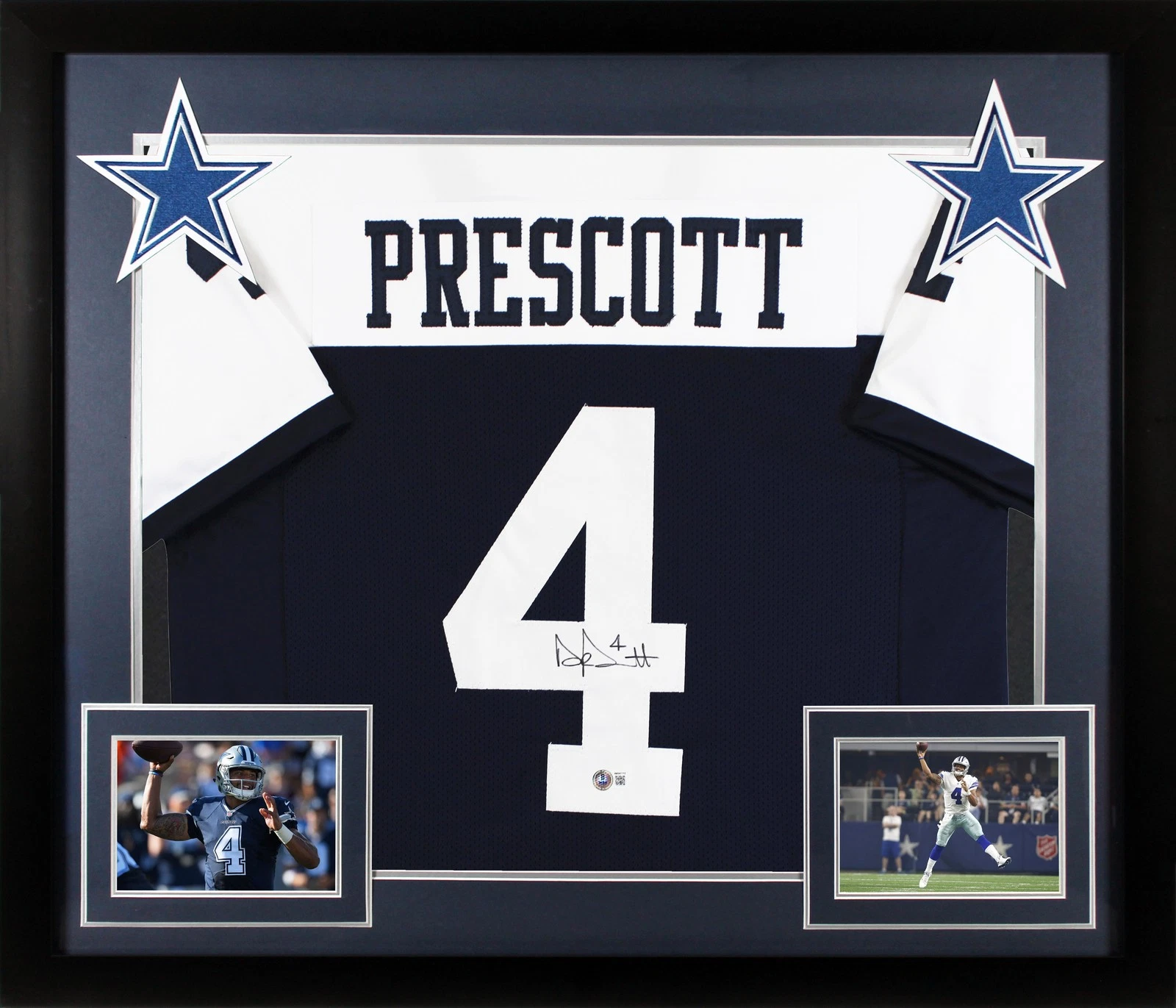 Dak Prescott Signed Navy Thanksgiving Pro Style Framed Jersey BAS Witnessed