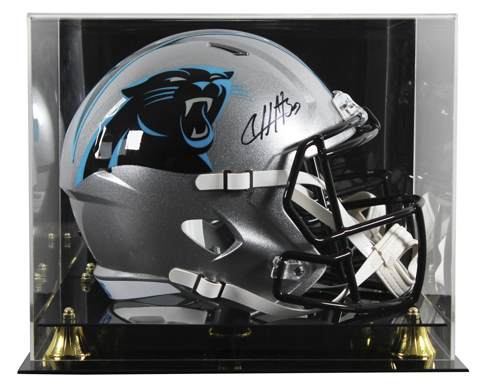 Panthers Chuba Hubbard Signed Full Size Speed Rep Helmet W/ Case BAS Witnessed