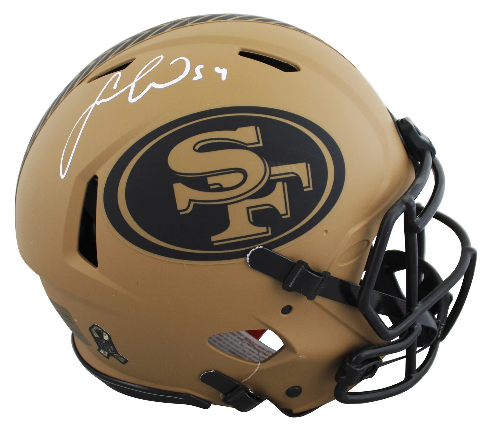 49ers Fred Warner Signed Salute To Service II F/S Speed Proline Helmet BAS