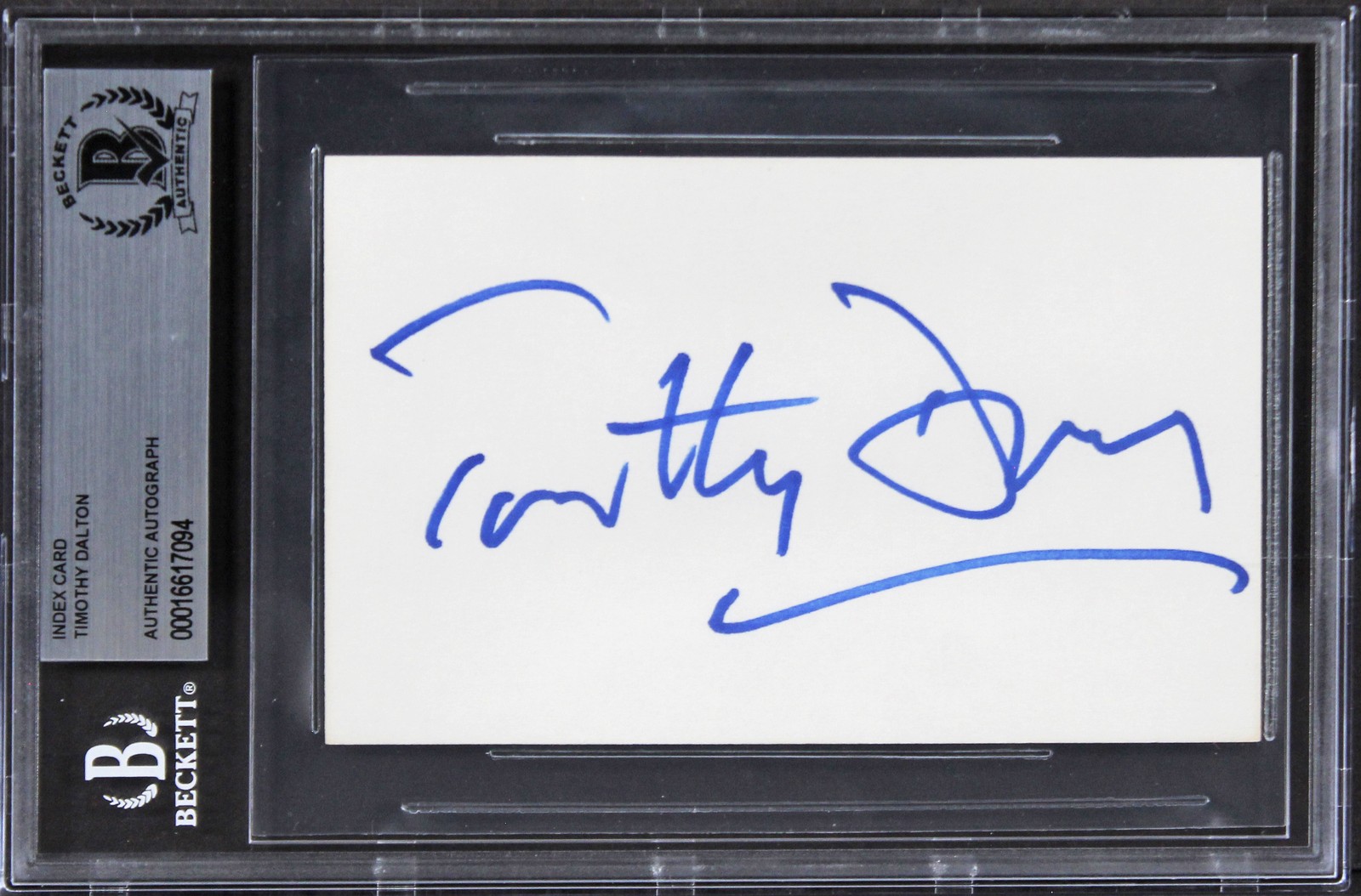 Timothy Dalton James Bond 007 Authentic Signed 3x5 Index Card BAS Slabbed 3