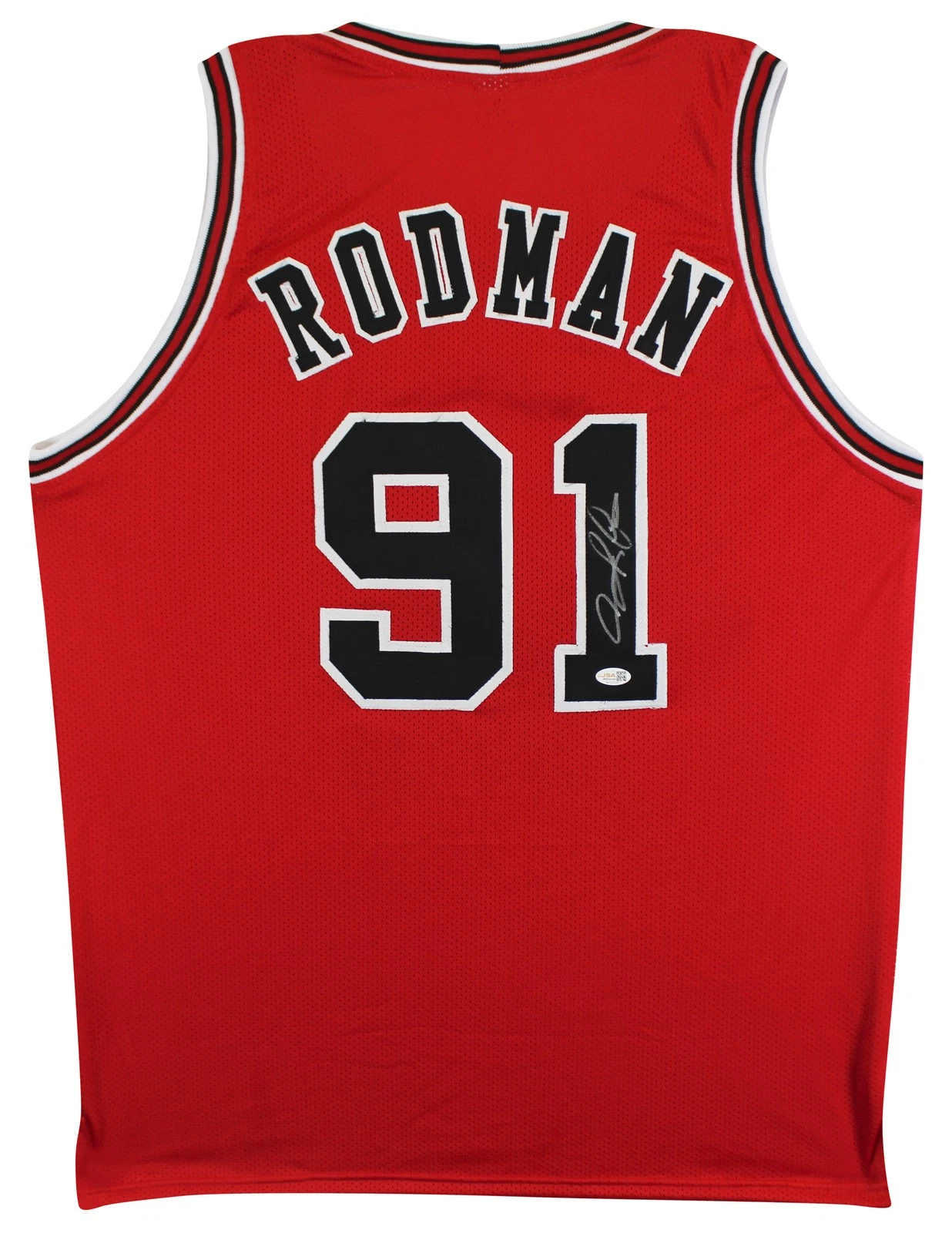 Dennis Rodman Authentic Signed Red Pro Style Jersey Autographed JSA Witness