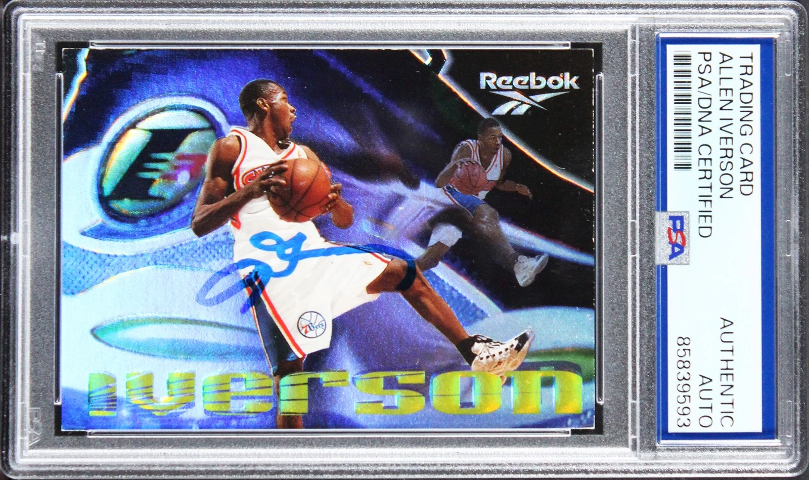 76ers Allen Iverson Signed 1996 Skybox Silver #100 Rookie Card PSA/DNA Slabbed