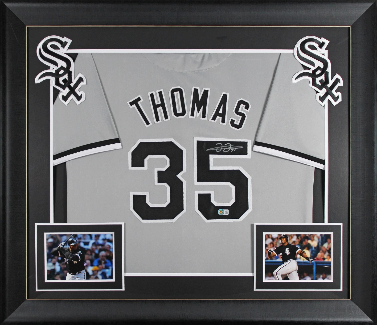 Frank Thomas Authentic Signed Grey Pro Style Framed Jersey BAS Witnessed
