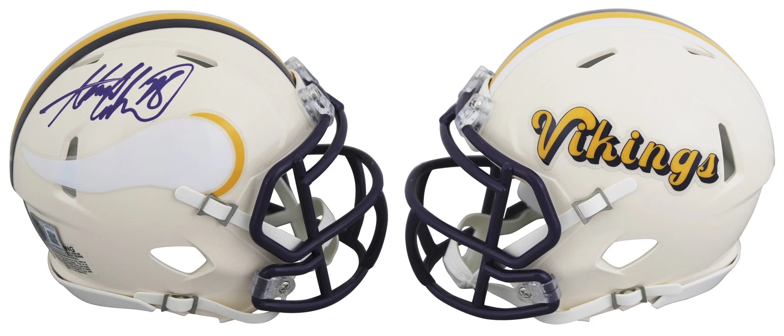Vikings Adrian Peterson Authentic Signed Retro Speed Mini Helmet BAS Witnessed