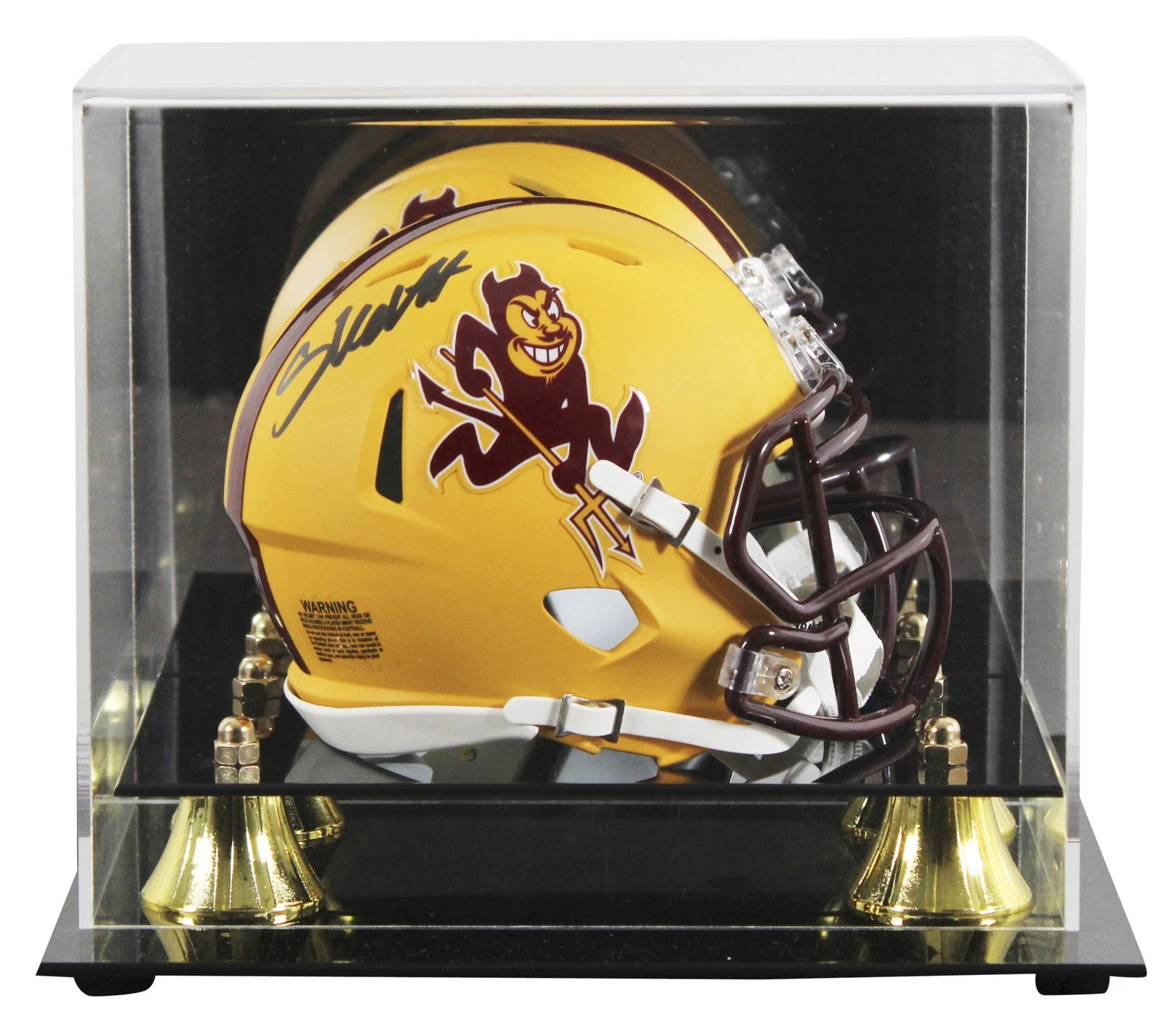 Arizona State Cameron Skattebo Signed Yellow Sparky Speed Mini Helmet w Case JSA