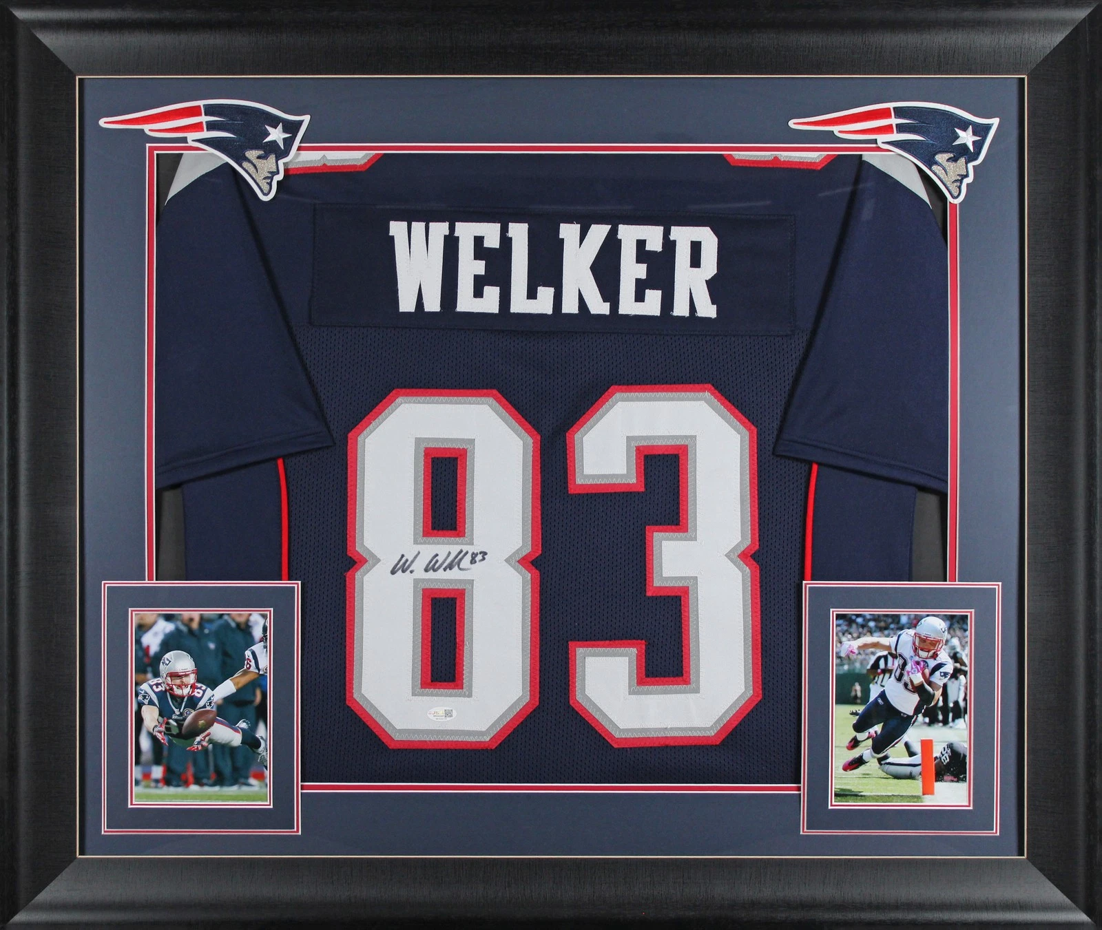 Wes Welker Authentic Signed Navy Pro Style Framed Jersey Autographed JSA Witness