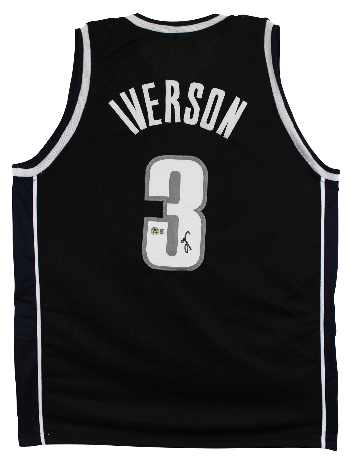 Georgetown Allen Iverson Authentic Signed Black Pro Style Jersey Autographed BAS