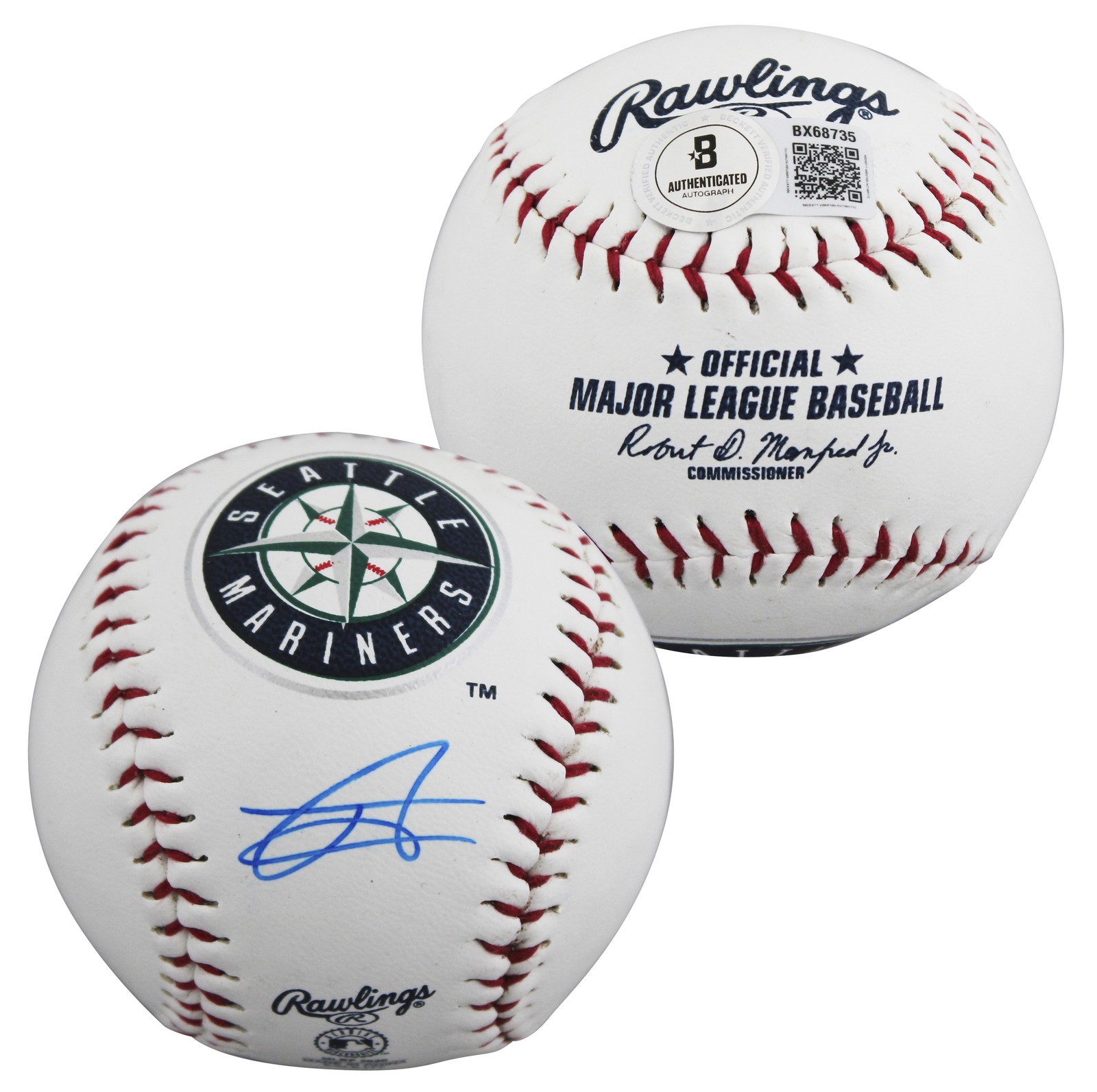 Mariners Julio Rodriguez Authentic Signed Seattle Mariners Logo OML Baseball BAS