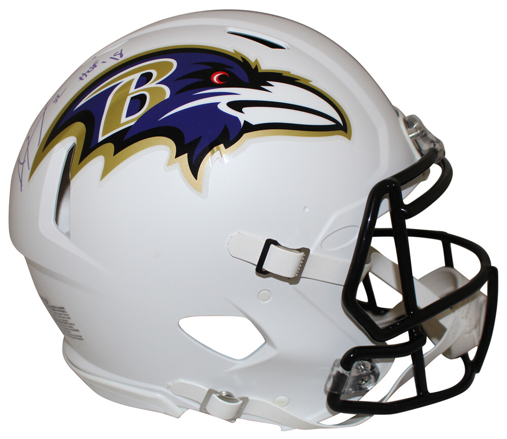Ray Lewis Signed Baltimore Ravens Flat White Authentic Helmet HOF BAS 29518