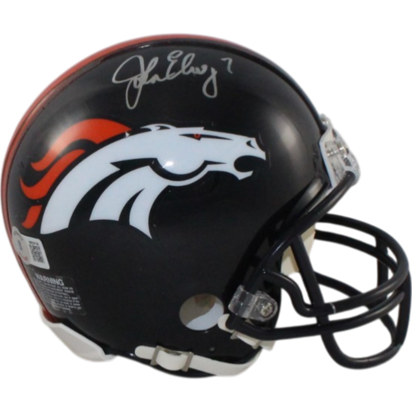John Elway Autographed/Signed Denver Broncos Mini Helmet BAS 28538