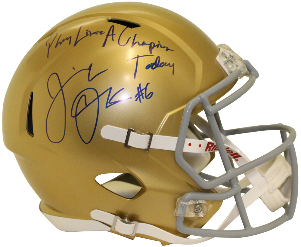 Jeremiah Owusu-Koramoah Signed Notre Dame F/S Speed Helmet BAS 34746