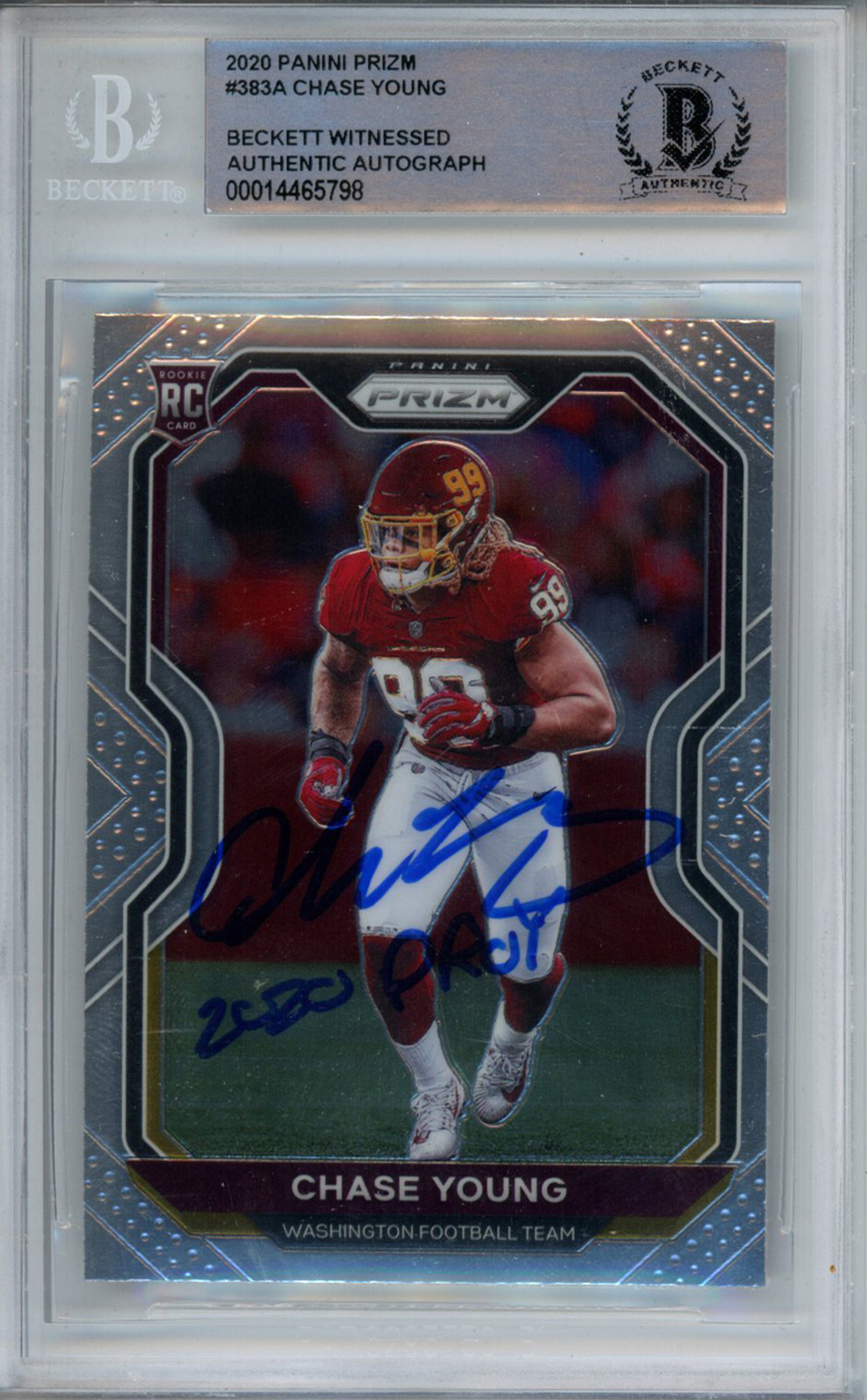Chase Young Signed 2020 Panini Prizm #383A Rookie Card Beckett 10 Slab 38659