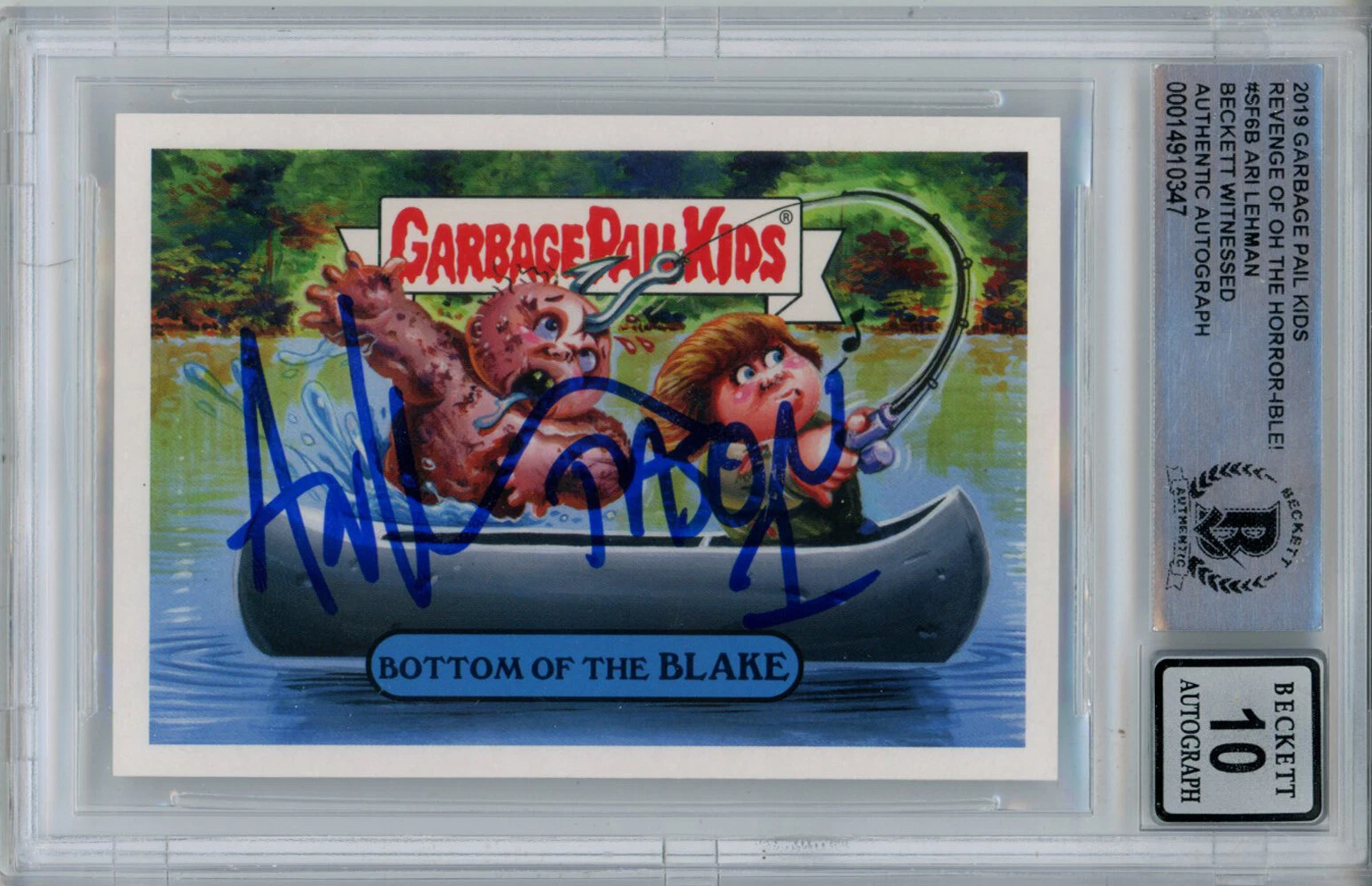 ARI LEHMAN SIGNED GARBAGE PAIL KIDS BOTTOM OF THE BLAKE #SF6B BAS 10 SLAB 43061 COLLECTIBLE MEMORABILIA