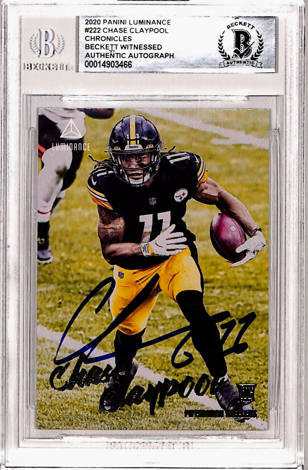 Chase Claypool Signed 2020 Panini Luminance #222 Rookie Card BAS 10 Slab 40781