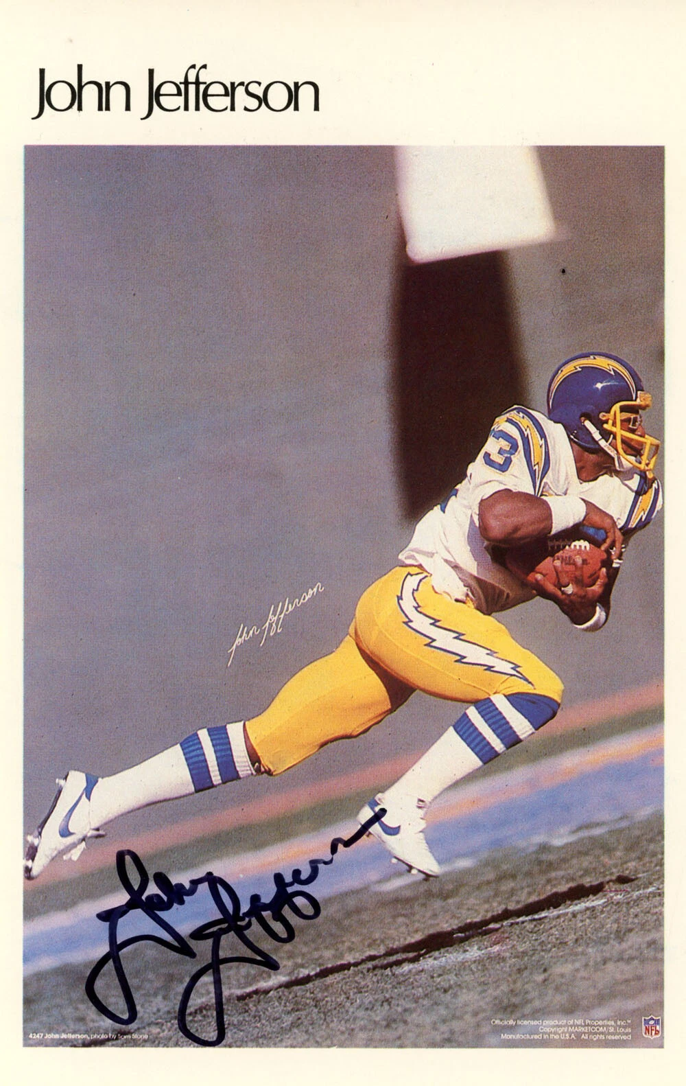 John Jefferson Signed San Diego Chargers Mini Poster 9/50 Beckett 46144